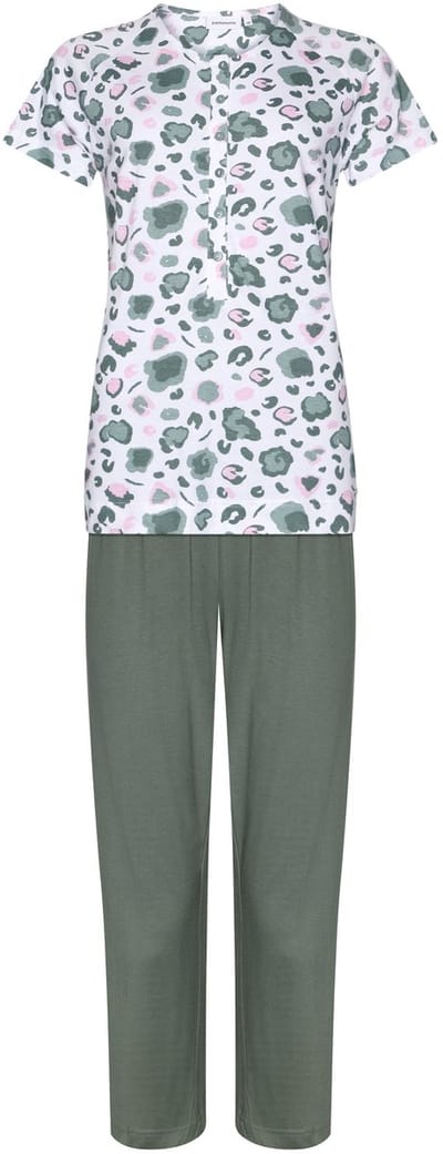Pastunette Pyjama Green Breeze - Bio Katoen - Wit/Groen - Maat 36