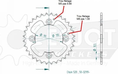 Couronne de transmission Esjot pour Quad Adly 320 S 4X2 2011 à 2014 Neuf