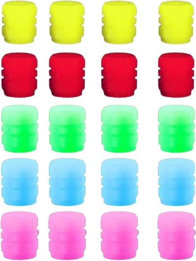 Set van 20 Luminous Ventieldoppen - Universele Fluorescerende Ventieldoppen voor Auto's, Motoren en Fietsen in Groen, Roze, Rood, Blauw en Geel