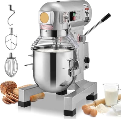 Professionele Keukenmixer – Mixer – Standmixer – Industriële Mixer – RVS Mengkom – Verstelbare Snelheden – Timingfunctie - 15QT - 550W