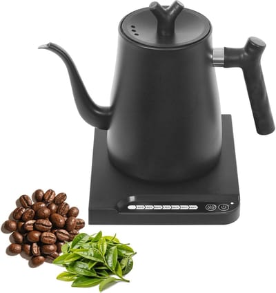 Elektrische waterkoker - Zwanenhals ketel - Koffie thee zetten - Temperatuurregeling - 1 Liter capaciteit - Zwart