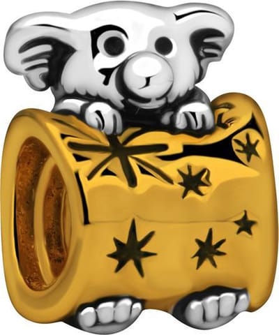 Quiges - 925 - Zilveren - Bedels -Sterling zilver - Beads - Koalabeer met Australië Vlag Verguld Kraal Charm - Geschikt – voor - alle bekende merken - Armband Z541