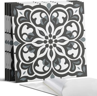 Coloray Wandpanelen Zelfklevend - Bloemenpatroon met versieringen Zelfklevende Wandpanelen - 50 cm x 50 cm - Zwart Wandpaneel PVC - 5 stuks - Texturen Wandpanelen Zelfklevend - Wandpanelen Keuken - Wandpaneel Badkamer