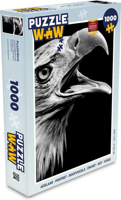 Puzzel Adelaar - Portret - Roofvogels - Zwart - Wit - Vogel - Legpuzzel - Puzzel 1000 stukjes volwassenen