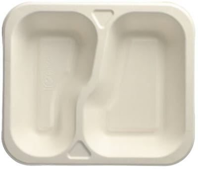 100 Menubakken topseal Suikerriet 2-vaks 1000 ml 4,2 cm x 21,2 cm x 25 cm wit