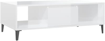 Salontafel - Bijzettafel modern - Woonkamer inrichten - Hoogglans wit - 103x60x35 cm - Wit