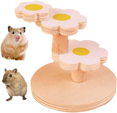 Hamaster Gerbil-speelgoed, accessoires voor rattenkooi, houten madeliefjeshamsterladder voor hamster, kleine dieren, dwerg (klein)