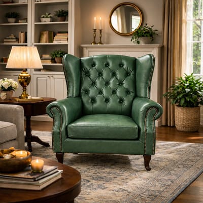 Chesterfield Fauteuil - Groen - Leer - Stoel Chesterfield - Arm Chair - Lounge Chair - Clubfauteuil - Relaxfauteuil - Loungestoel - Zetel