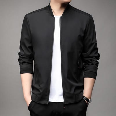 Jassen Herenjassen Lente en Herfst Jong en Middelbare leeftijd Heren Casual Baseball Kraag Tops Heren Zakelijke Jassen 5XL black