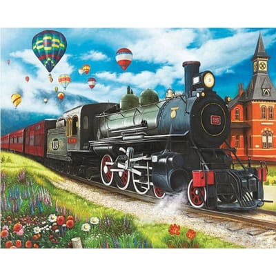 5D DIY Diamantschilderij De trein heteluchtballon Diamant Geborduurde Kruissteek Strass Mozaïek 20X30CM