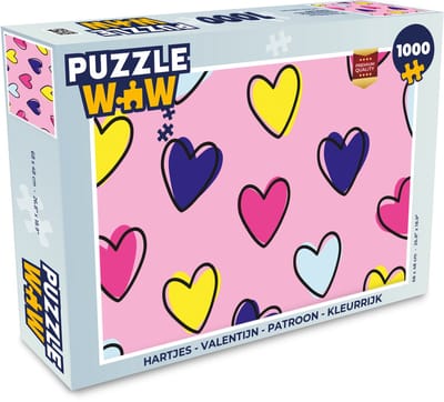 Puzzel Hartjes - Valentijn - Patroon - Kleurrijk - Legpuzzel - Puzzel 1000 stukjes volwassenen