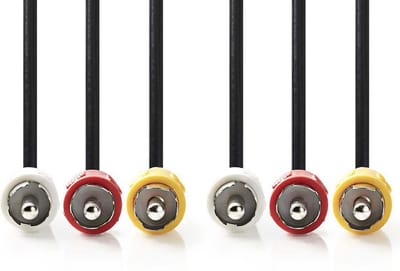 Nedis CVGP24300BK100 Composiet Videokabel 3x Rca Male - 3x Rca Male 10 M Zwart