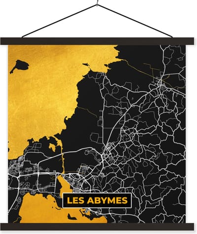 Posterhanger incl. Poster 60x60 cm - Schoolplaat - Les Abymes - Stadskaart – Plattegrond – Kaart – Frankrijk - Textielposter - Zwarte latten - Stadskaart