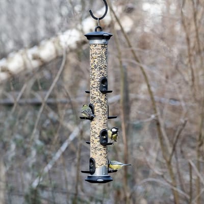 CJ Wildlife Voedersilo voor Tuinvogels - Apollo - 8 Openingen - Vogelvoedersilo voor Kleine Vogels - Hangend Vogelvoederhuisje - Vogelvoer Silo - Grafietgrijs