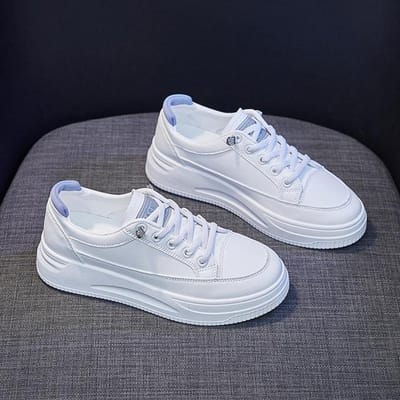 Chaussures pour femmes Mode Chaussures plates respirantes Chaussures pour femmes Plateforme Lacets Chaussures blanches Femmes Décontracté Chaussures à semelle compensée Zapatos Mujer 40 bleu