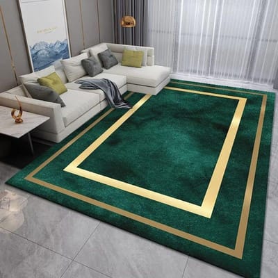 Luxe Moderne Geometrische Woonkamer Tapijten Huisdecoratie Goudgroene Kleden voor Slaapkamer Wasbare Pluizige Grote Oppervlaktemat Bedzijde 100*160cm