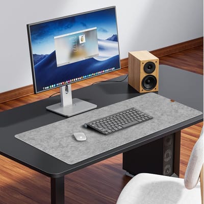 Famanu – Bureau-onderlegger - vilt kantoortafel onderlegger - antislip tafelonderlegger - duurzame tafelmat voor kantoor - thuiskantoor Vilt bureaumat (Lichtgrijs - 80 x 40 cm)