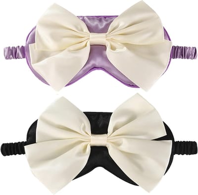 Oogmasker voor een goede nachtrust, zijden verduisterend slaapmasker, elastisch en comfortabel, ideaal voor reizen en dutjes, 2 stuks in paars en zwart