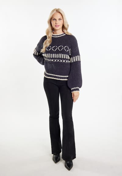 IZIA Jumper Dames Antraciet crème