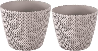 Plantenpotten/bloempotten set - 4x - kunststof - taupe - 30 x 25 en 26 x 22 cm