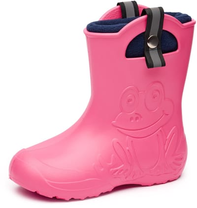 Ladeheid Kinder Regenlaarzen – Lichtgewicht Rubberen – Laarzen – Thermovoering – Meisjes – Jongens – Antislip – Regenlaarzen – Kinder – Roze – 22/23 – LA-CA-Frog245