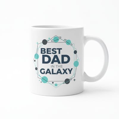 Beste Vader in de Galaxie Witte Mok 330ml – Leuk Ruimtethema Vaderdag Cadeau