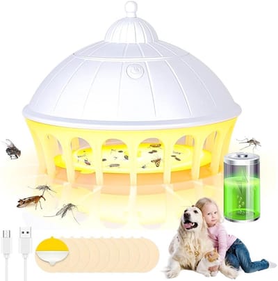 Effectieve Vlooienval met 10 Hechtingspads, 6 Verlichtingsmodi en Niet-Toxische Lamp voor Huishoudens, Ideaal voor Woonkamer, Keuken en Slaapkamer