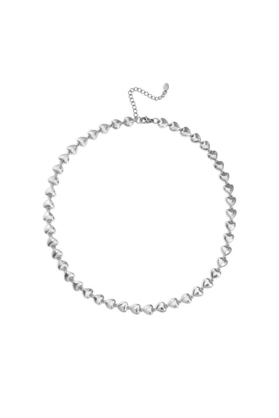 Zilverkleurige hartjes ketting dames - Met hartjes schakel - Stainless steel - Waterproof - Valentijnsdag cadeau