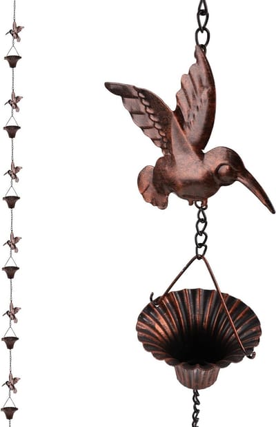 Regenketting - Decoratieve Ketting - Waterafvoer Tuin - Vogel Vormgeving - 26 Meter - Donker Brons
