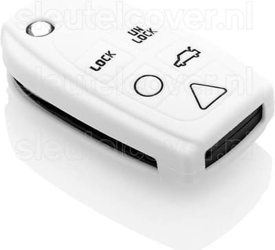 Autosleutel Hoesje geschikt voor Volvo - SleutelCover - Silicone Autosleutel Cover - Sleutelhoesje Wit