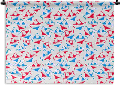 Wandkleed - Wanddoek - Bikini - Strand - Patronen - 120x90 cm - Wandtapijt