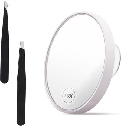 10x Vergrootspiegel Rond met Zuignappen en Precisie Pincet Set - Ideaal voor Make-up en Precisiewerk