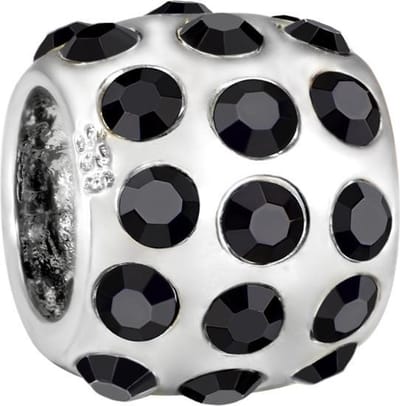 Quiges - 925 - Zilveren - Bedels -Sterling zilver - Beads - Zirkonia Zwart Kraal Charm - Geschikt – voor - alle bekende merken - Armband Z627