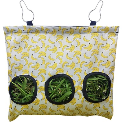 Sac Distributeur de Foin Grande Capacité Tissu Oxford Distributeur de Foin Sac Distributeur Suspendu pour Lapins Cobayes L yellow