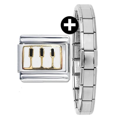 Schakel/Bedel - Piano - plus armband - 9mm - Italiaanse Bedelarmband - Schakelarmband