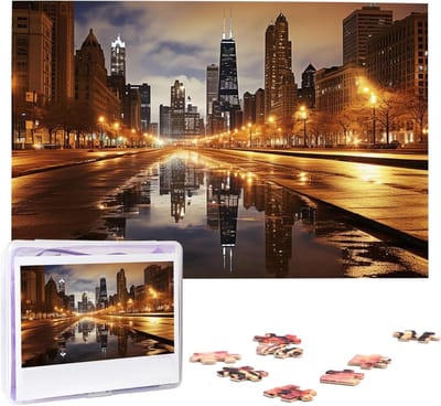 Houten Puzzel - Foto Puzzel - Ontspanning en Gezelligheid - Gepersonaliseerd Ontwerp - 1000 Stukjes - Chicago