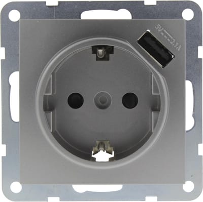 Q-Link S2 Contactdoos Inbouw Randaarde Usb 2.1A 5V Rvs
