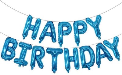 Ballonpakket 16 INCH / 40 CM met letters 'HAPPY BIRTHDAY' BLAUW (31264)