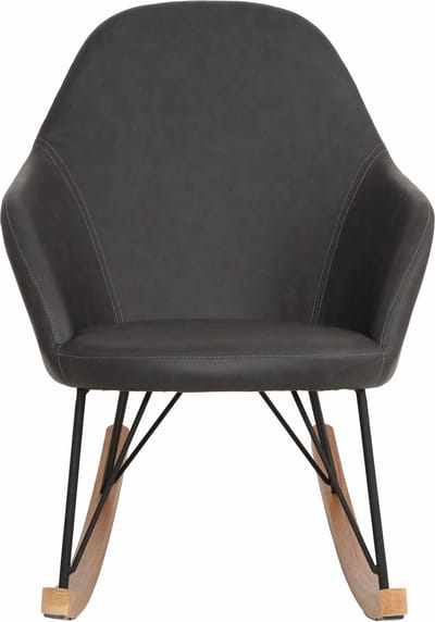 Tampa Schommelstoel - Grijs PU - Lounge Fauteuil met Eikenhout