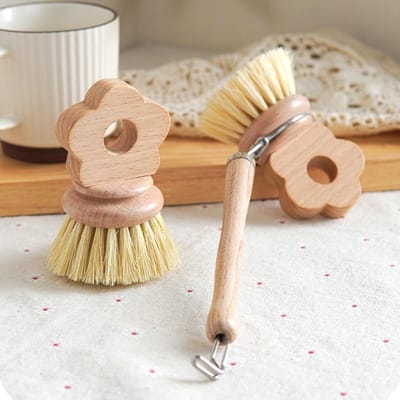2 stuks Keukenborstels, Schotel Scrubber, Ergonomische Houten Borstel, Pot Scrubber, Multifunctioneel Schoonmaakgereedschap, Huishoudelijke Pannen Borstel