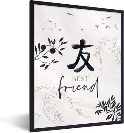 Fotolijst incl. Poster - Quotes - Best friend - Spreuken - Vriendschap - 30x40 cm - Posterlijst