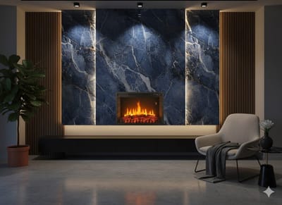 Elektrische Inbouwhaard LuxeGlow 2000W – LED Vlameffect & Verwarming – Ingebouwde Open Haard met Afstandsbediening, Thermostaat & Timer – Zwart – HomeByNicole