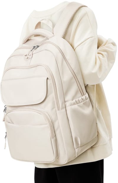 Leuke unisex rugzak, waterdichte rugzak voor de middelbare school, eenvoudige rugzak voor studenten, laptoprugzak voor op reis, lichtgewicht casual rugzak voor dagelijks gebruik, rugzak voor de onderbouw van de middelbare school, gebroken wit
