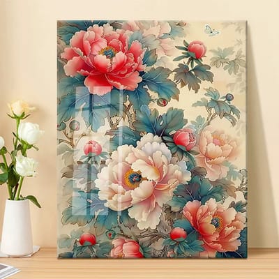 DIY kruissteekborduurpakket/Bloemen in de tuin - Wit en Rood/borduurpakket met gedrukt kruissteekpatroon (frame niet inbegrepen) 50*65CM