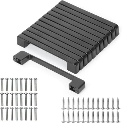 Moderne Mat Zwarte Meubelgrepen voor Keukenkasten - 12 Stuks, 128 mm Boorgatafstand, Inclusief Schroeven voor Lades en Badkamermeubels