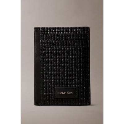 Calvin Klein Embossed Woven N/s Cardholder Black Taglia: OS | Borse Outlet | Uomo | Nero