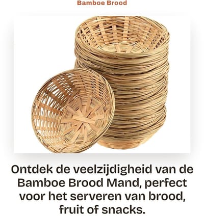 Dailygoods- Broodmand 10 Stuks - Bamboe Mand - Ronde Rieten Mand - Natuurlijke Bamboe - Lichtgewicht en Herbruikbaar - Afmetingen 23 × 7 cm - Opbergmand