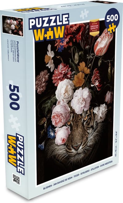 Puzzel Bloemen - Jan Davidsz de Heem - Tijger - Schilderij - Stilleven - Oude meesters - Legpuzzel - Puzzel 500 stukjes