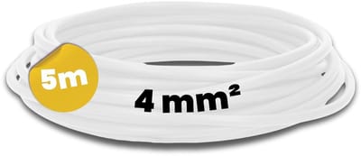 Kalitec 5 meter H07V-K 4 mm² witte bedradingskabel | Flexibele enkeladerige kabel | 4 mm² gevlochten draad | Fijnaderige bedrading | Enkeladerige kabel | Enkeladerige kabel voor schakelkasten | Schakelkabel