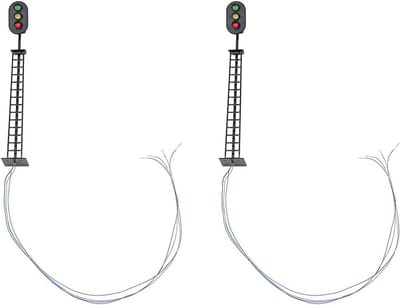 2 Stuks Model Spoorweg 3-Lichts Bloksignalering G/Y/R voor HO of OO Schaal 8.5cm 3V LED Verlichting